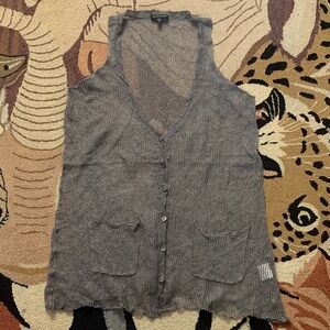 Eileen Fisher Open Knit Sleeveless Vest in Gray